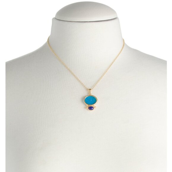 TAGLIAMONTE Made In Italy 18kt Gold Plated Blue Lion Pendant Necklace - Picture 2 of 2